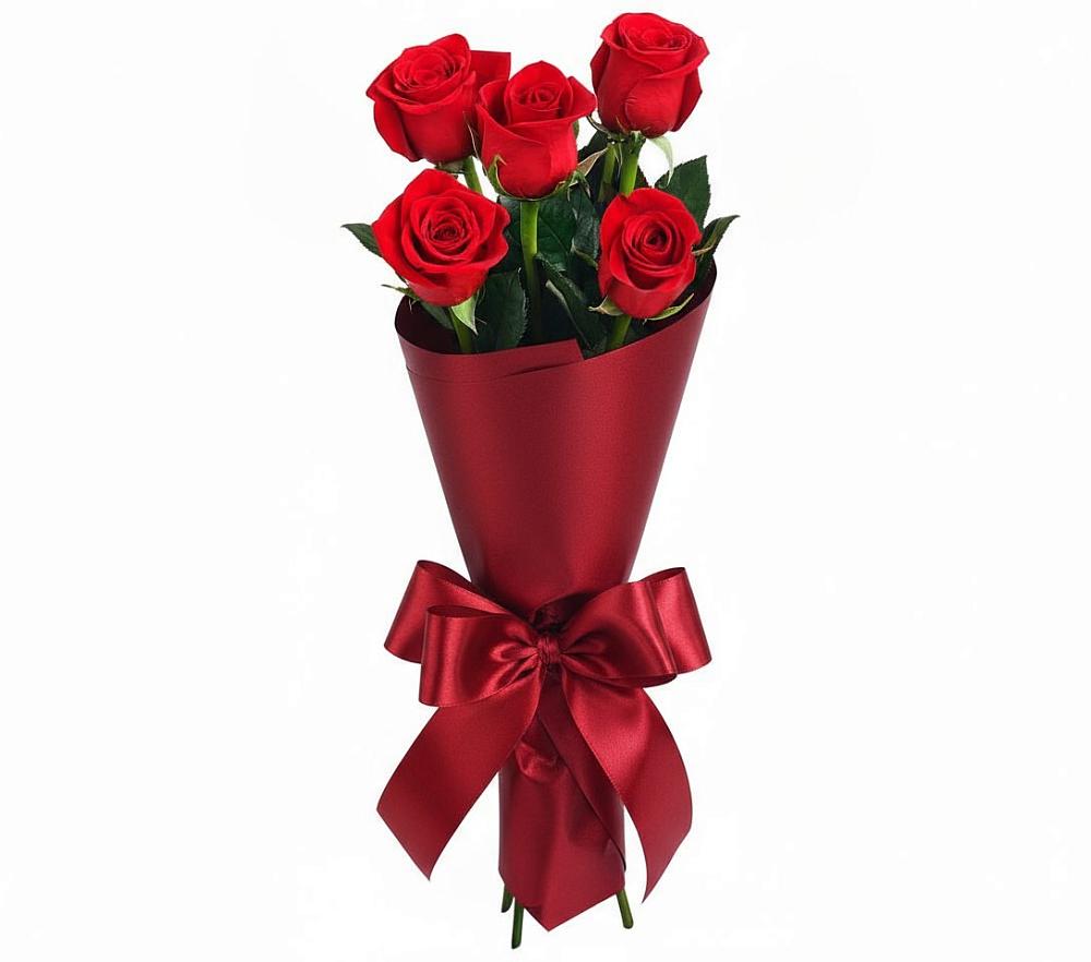Букет 5 Красных роз Эдлесс Лав в Коксовом