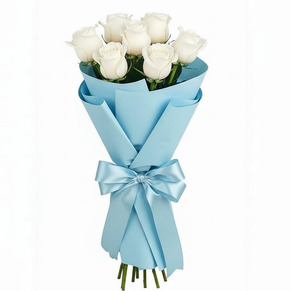 Букет 7 белых роз Проуд в Коксовом