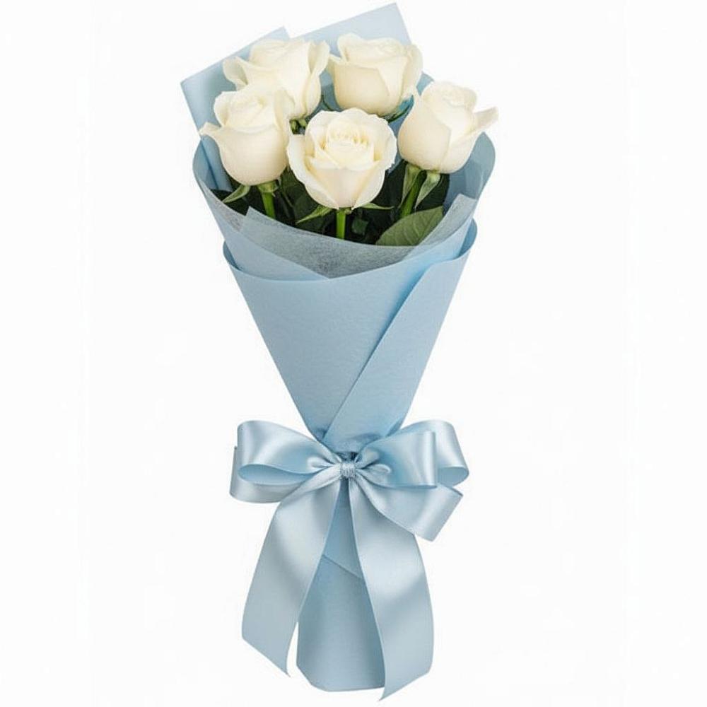 Букет 5 Белых роз Проуд в Коксовом
