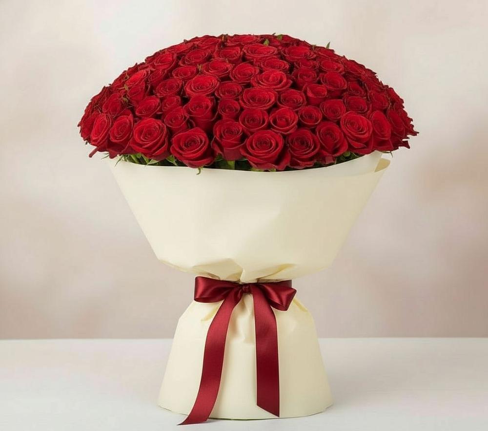 Букет 101 Красная роза Милано в Коксовом