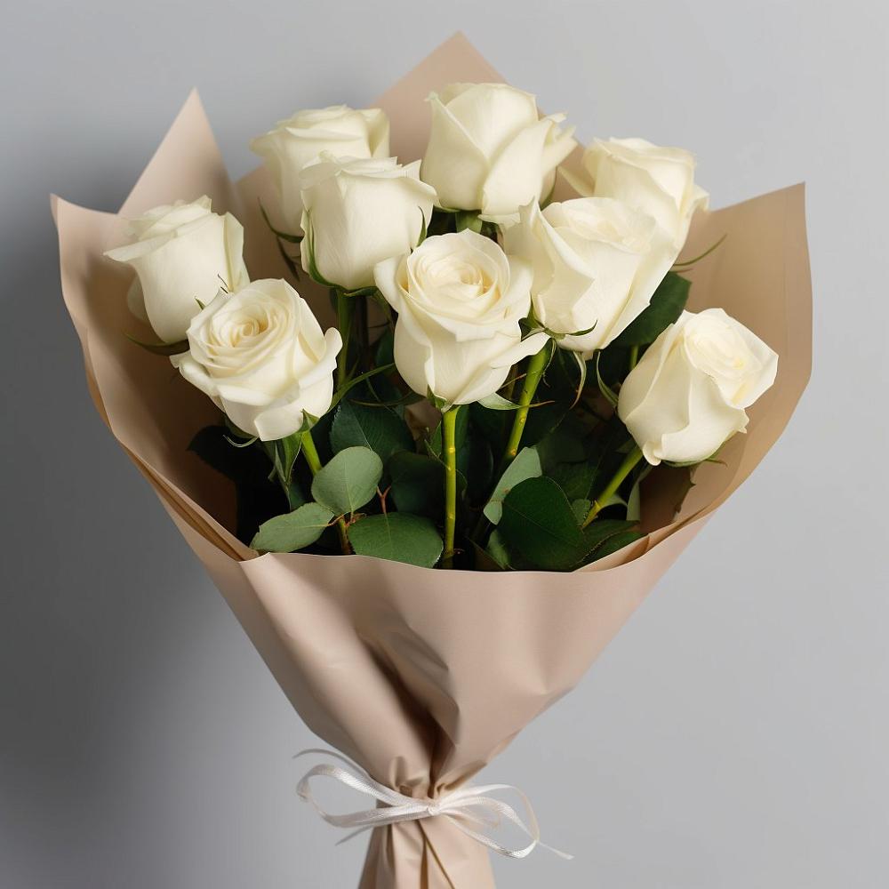 Букет 9 Белых роз Эдлесс Лав в Коксовом