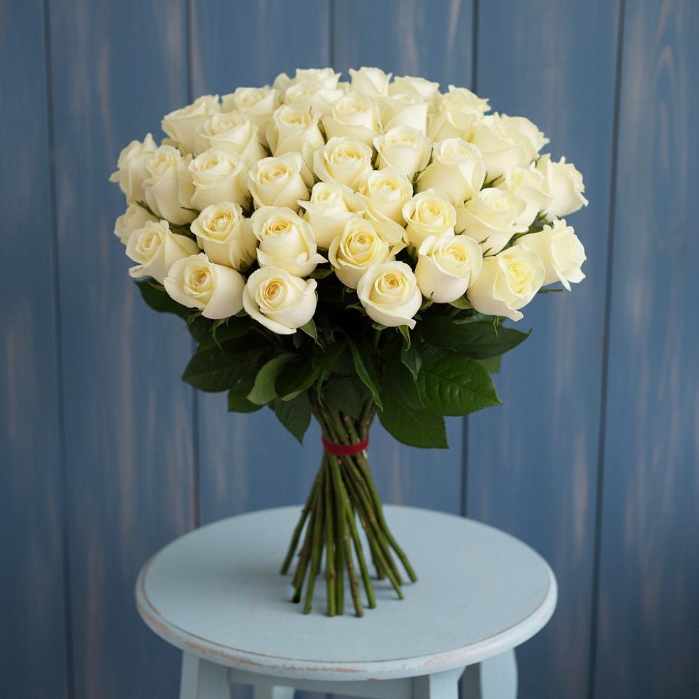 Букет 51 Белая роза Эдлесс Лав в Коксовом