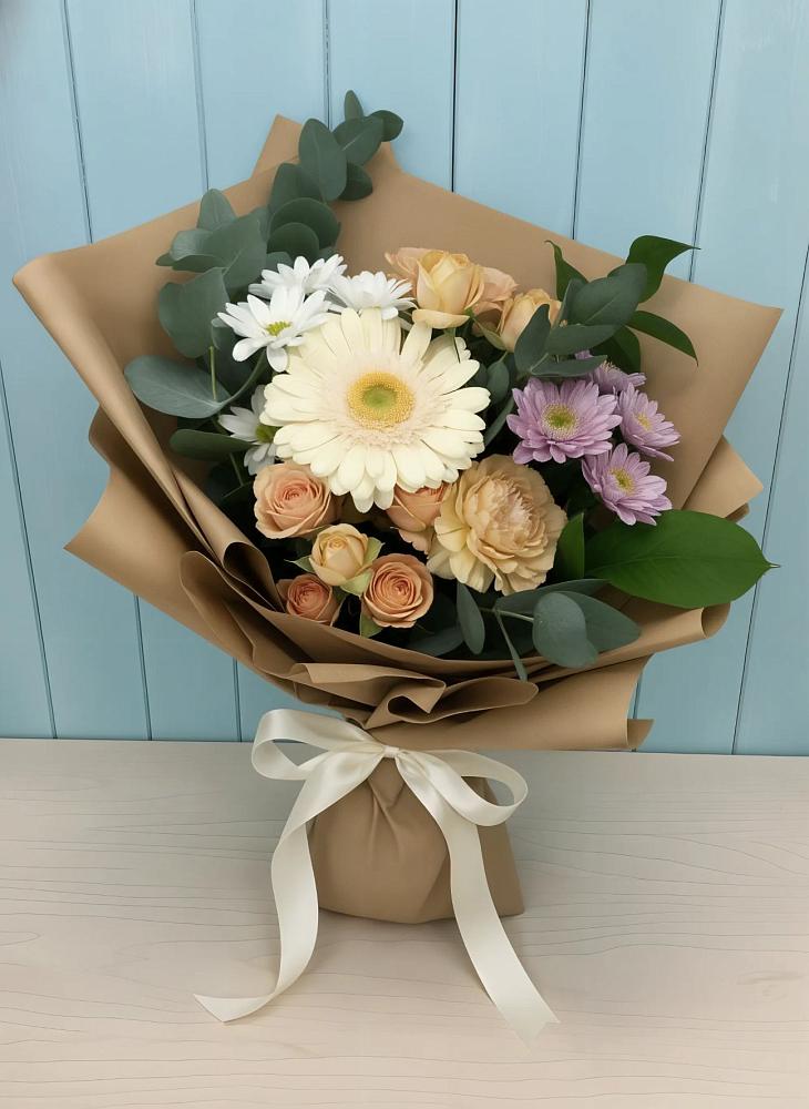 Букет цветов из: Герберы и Хризантемы в Коксовом