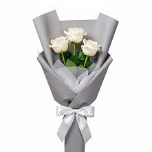 Букет 3 белые розы #REPLACE_PRED# Коксовом