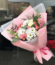 Букет цветов из:  Розы, Лизиантусы и Хризантемы в Коксовом