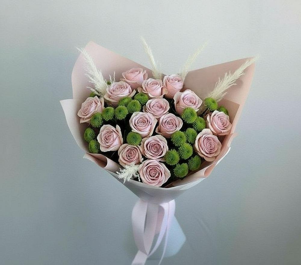 Букет цветов из: Розы и Хризантемы в Коксовом