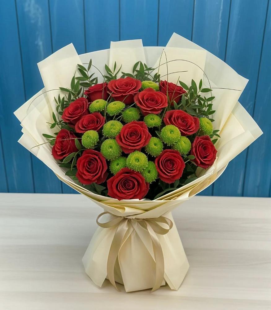 Букет цветов из: Розы и Хризантемы в Коксовом