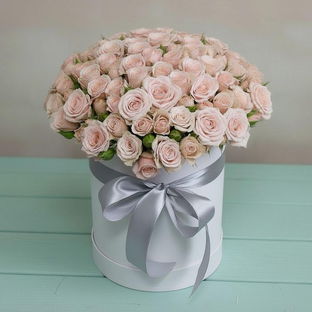 Цветочная композиция из Розы в шляпной коробке в Коксовом